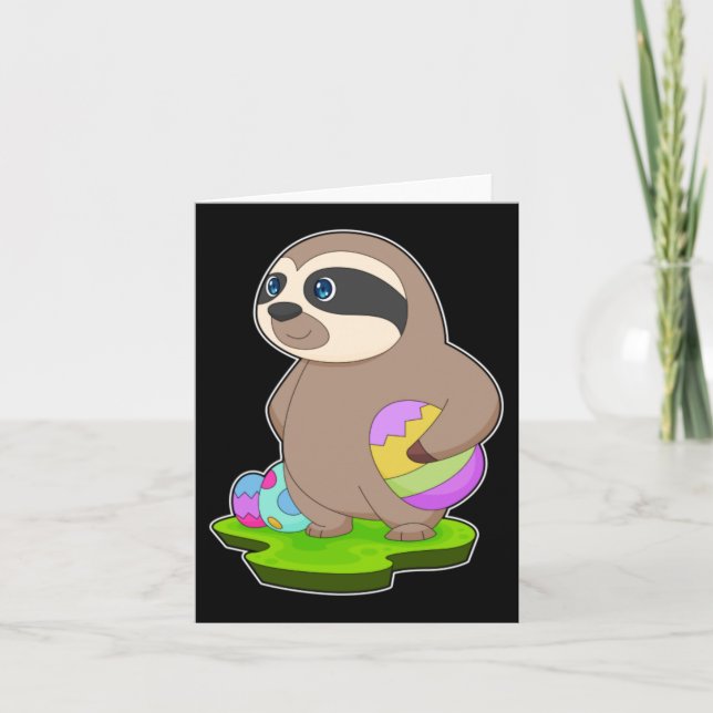 Sloth Easter Easter Eggs Card (Front)
