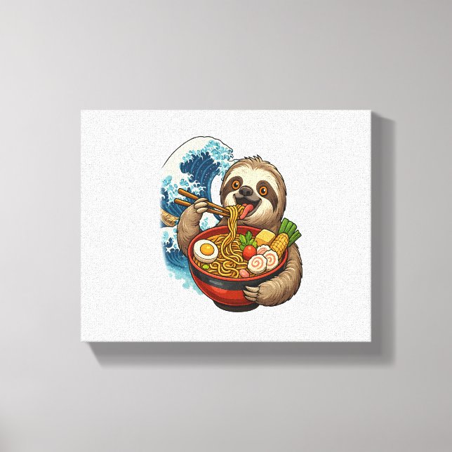 Sloth Eating Japanese Ramen Canvas Print (Front)