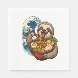 Sloth Eating Japanese Ramen Napkins