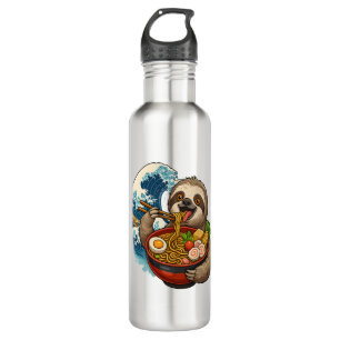 Sloth Eating Japanese Ramen Stainless Steel Water Bottle