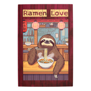 Sloth Eating Ramen in a Japanese Noodle Bar Metal Print