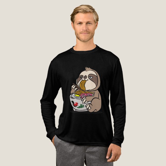 Sloth Eating Ramen Tri-Blend Shirt (Full Front)