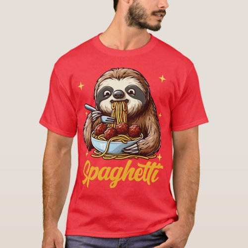 Sloth Eating Spaghetti and Meatballs T_Shirt