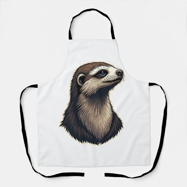 Sloth Engraved Portrait Vintage Tee 2 Apron (Front)