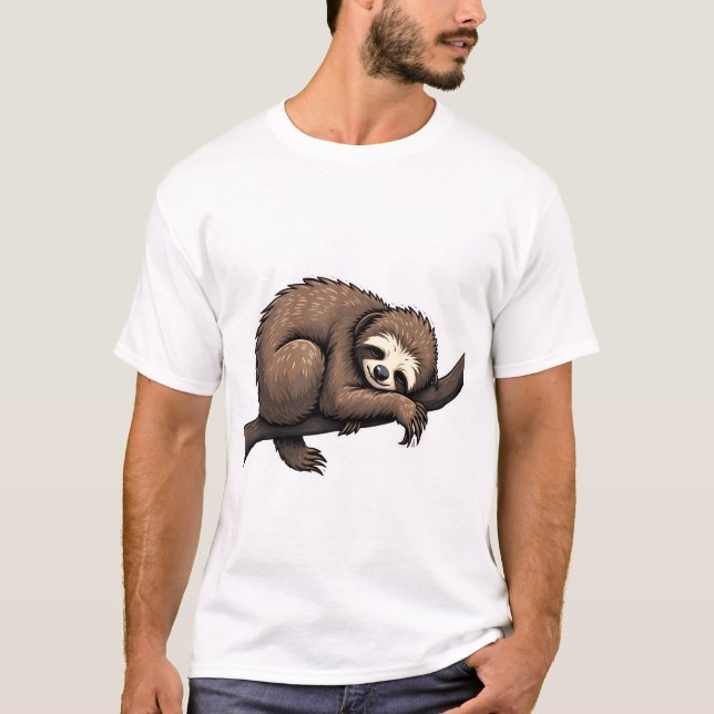 Sloth Etched Art Retro Nature Tee (2) (Front)