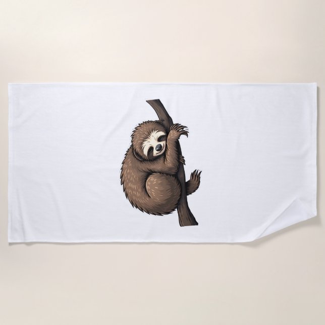 Sloth Etched Art Retro Nature Tee (2) Beach Towel (Front)