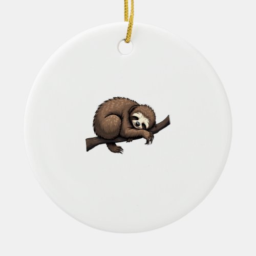 Sloth Etched Art Retro Nature Tee (2) Ceramic Ornament