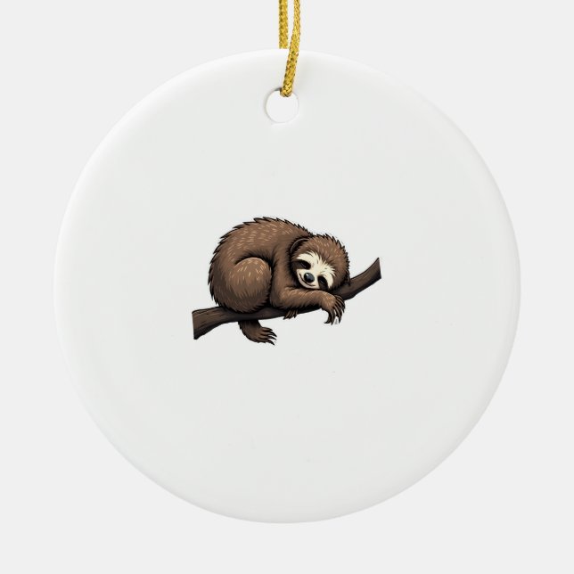 Sloth Etched Art Retro Nature Tee (2) Ceramic Ornament (Front)