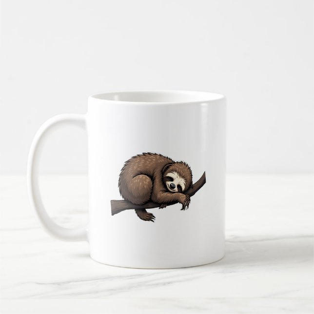 Sloth Etched Art Retro Nature Tee (2) Coffee Mug (Left)