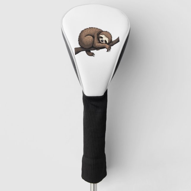Sloth Etched Art Retro Nature Tee (2) Golf Head Cover (Front)