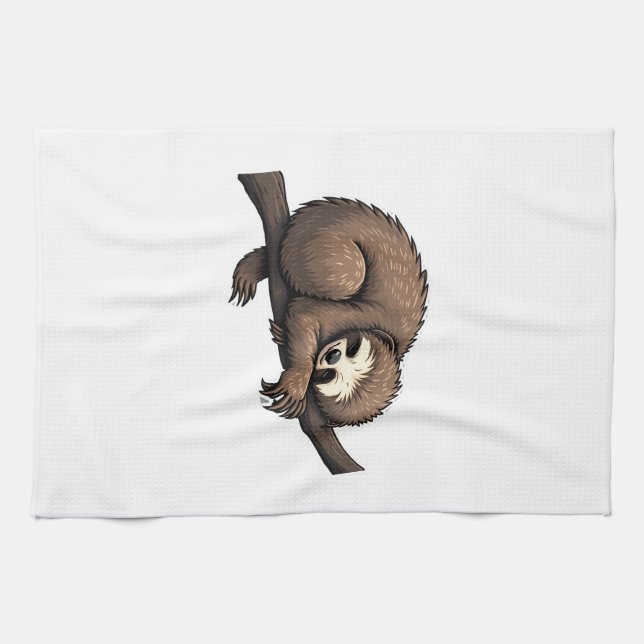 Sloth Etched Art Retro Nature Tee (2) Kitchen Towel (Horizontal)