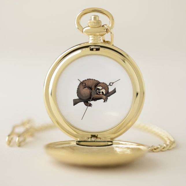 Sloth Etched Art Retro Nature Tee (2) Pocket Watch (Inside)