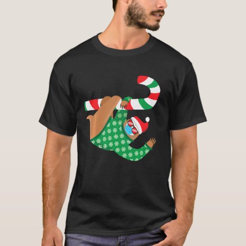 Sloth Face Mask Funny Christmas Pajama For Family T_Shirt