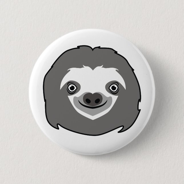 Sloth Face Pinback Button (Front)