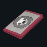 Sloth Face Tri-fold Wallet<br><div class="desc">illustration of funny sloth smiley face. Customizable background color and you may add your own text.</div>