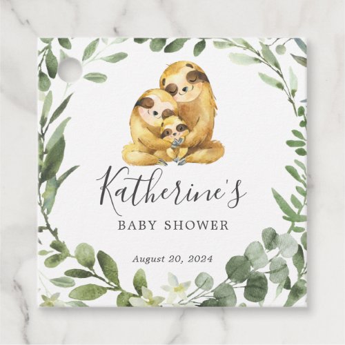 Sloth Family Baby Shower Favor Tag