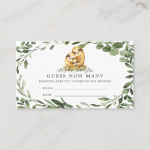 Sloth Family Baby Shower Guess How Many Card