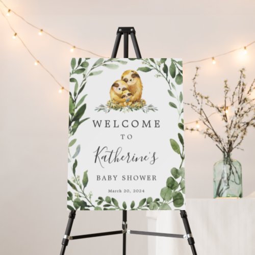 Sloth Family Baby Shower Welcome Sign Foam Board