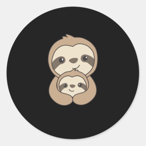 Sloth Family Mom And Child Cute Sloths Classic Round Sticker