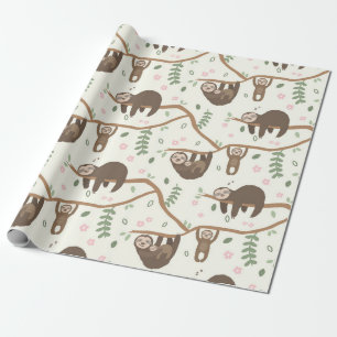 Sloth Family new baby Shower Kids Wrapping Paper
