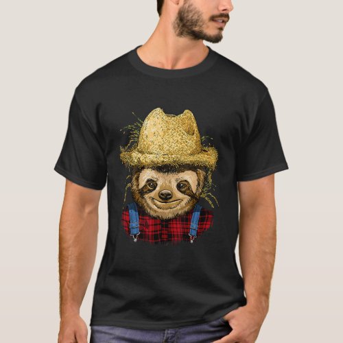 Sloth Farmer Farming Agriculture Rancher Lazy Anim T-Shirt