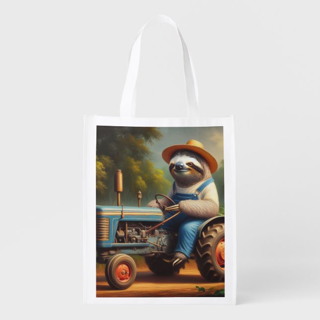 Sloth Farmer Grocery Bag (Front)