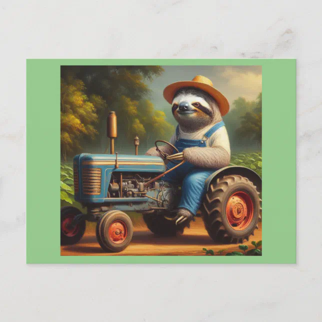 Sloth Farmer Postcard | Zazzle