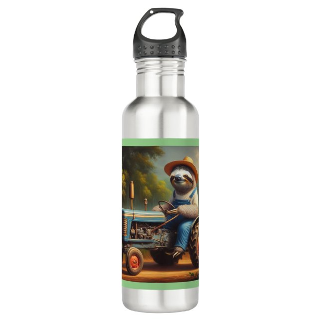 Sloth Farmer Stainless Steel Water Bottle (Front)