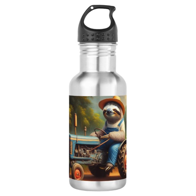 Sloth Farmer Stainless Steel Water Bottle (Front)
