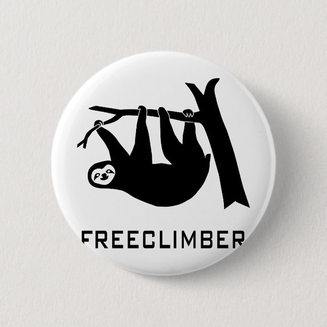 sloth faultier climber freeclimber freeclimbing pinback button (Front)
