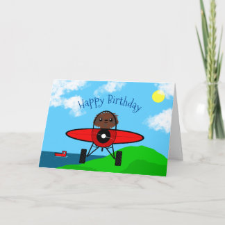 Sloth Flies a Plane Birthday Card