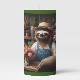 Sloth Florist Pillar Candle