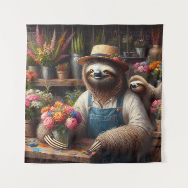 Sloth Florist Tapestry (Front)