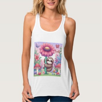 Sloth Flower Personalize  Tank Top by RenderlyYours at Zazzle