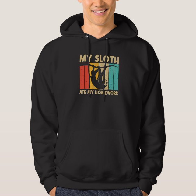 Sloth For Kids Boys Lazy Sloth Animal Hoodie (Front)
