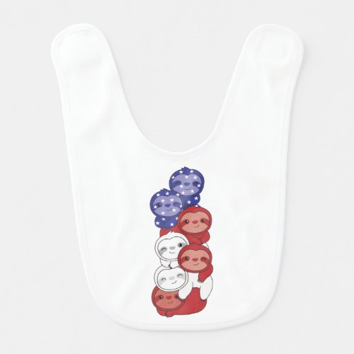 Sloth For The Fourth Of July Usa Flag Sloths Baby Bib