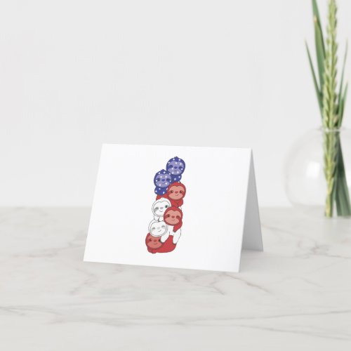 Sloth For The Fourth Of July Usa Flag Sloths Thank Thank You Card