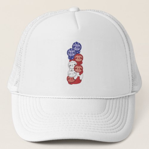 Sloth For The Fourth Of July Usa Flag Sloths Trucker Hat