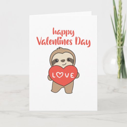 Sloth For Valentines Day Cute Animals With Hearts Card