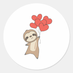 Sloth For Valentine's Day Cute Animals With Hearts Classic Round Sticker