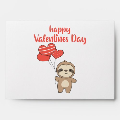 Sloth For Valentines Day Cute Animals With Hearts Envelope
