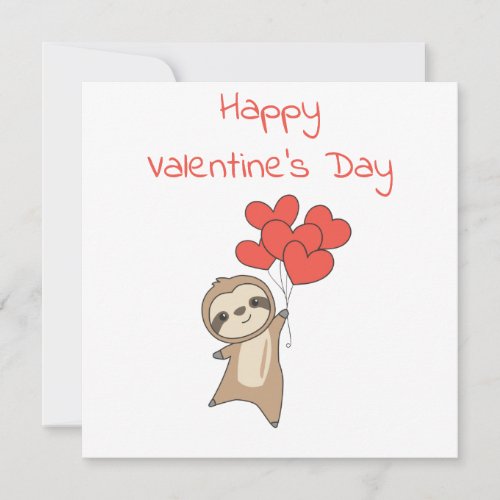 Sloth For Valentines Day Cute Animals With Hearts Holiday Card