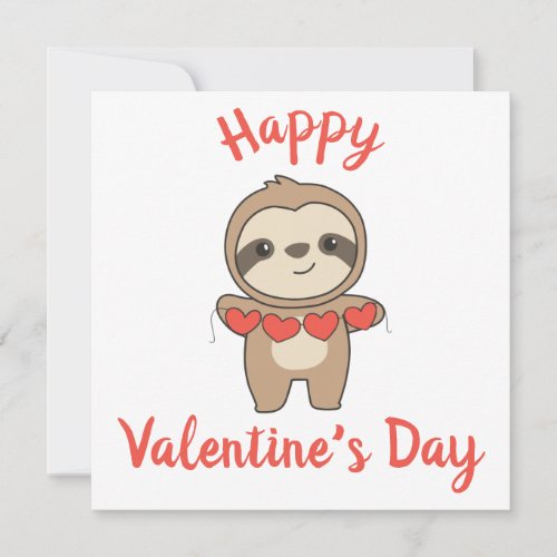 Sloth For Valentines Day Cute Animals With Hearts Holiday Card