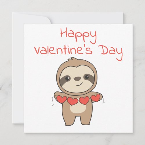 Sloth For Valentines Day Cute Animals With Hearts Holiday Card