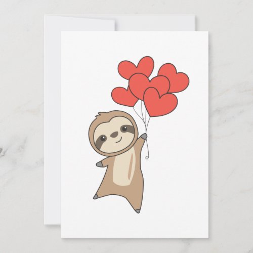 Sloth For Valentines Day Cute Animals With Hearts Invitation