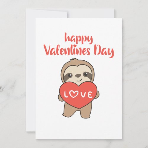 Sloth For Valentines Day Cute Animals With Hearts Invitation