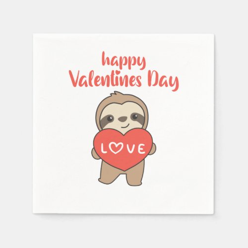 Sloth For Valentines Day Cute Animals With Hearts Napkins