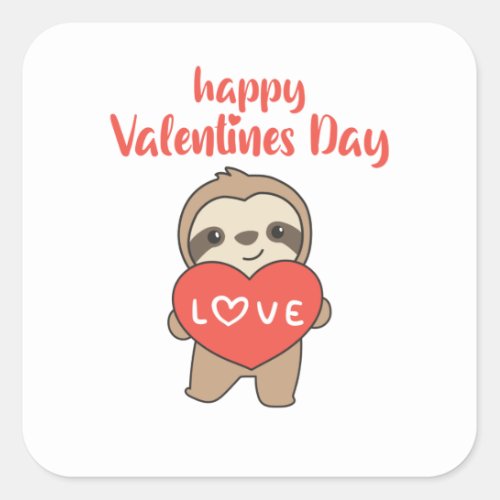 Sloth For Valentines Day Cute Animals With Hearts Square Sticker