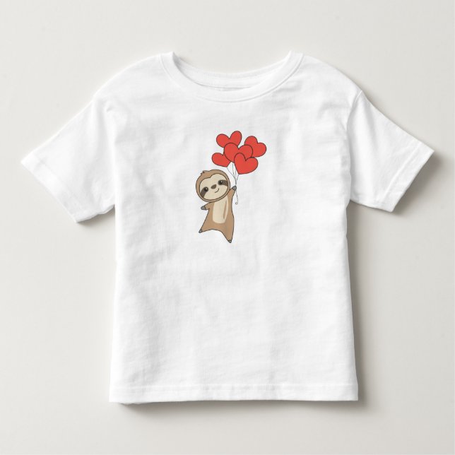 Sloth For Valentine's Day Cute Animals With Hearts Toddler T-shirt (Front)
