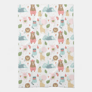 Sloth & Friends Pattern Kitchen Towel